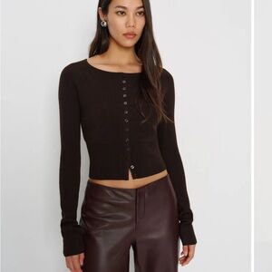 NWT Meadow Regenerative Merino Cardigan in size Small color Mole (brown)